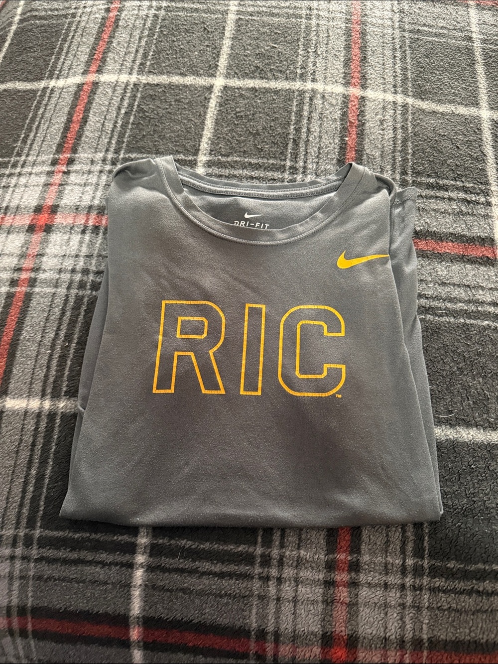 Nike Gray Short-Sleeve Dri-FIT Tee with Yellow RIC Logo